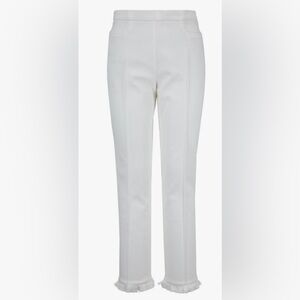 NWT Akris Punto Franca White Fringe Denim Cropped Pant,Size 6